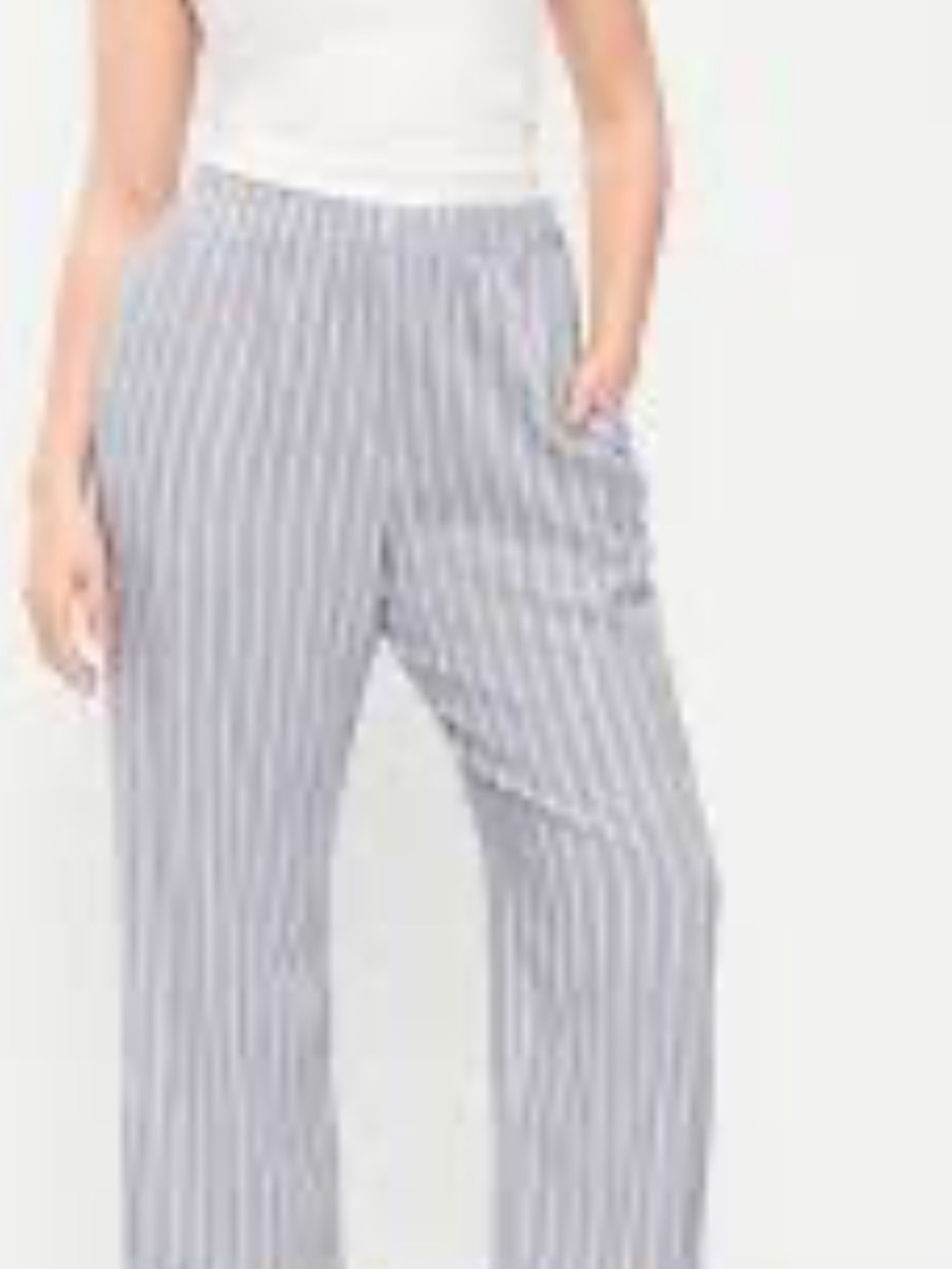 Old Navy Gray and White Striped Straight-Leg Pants